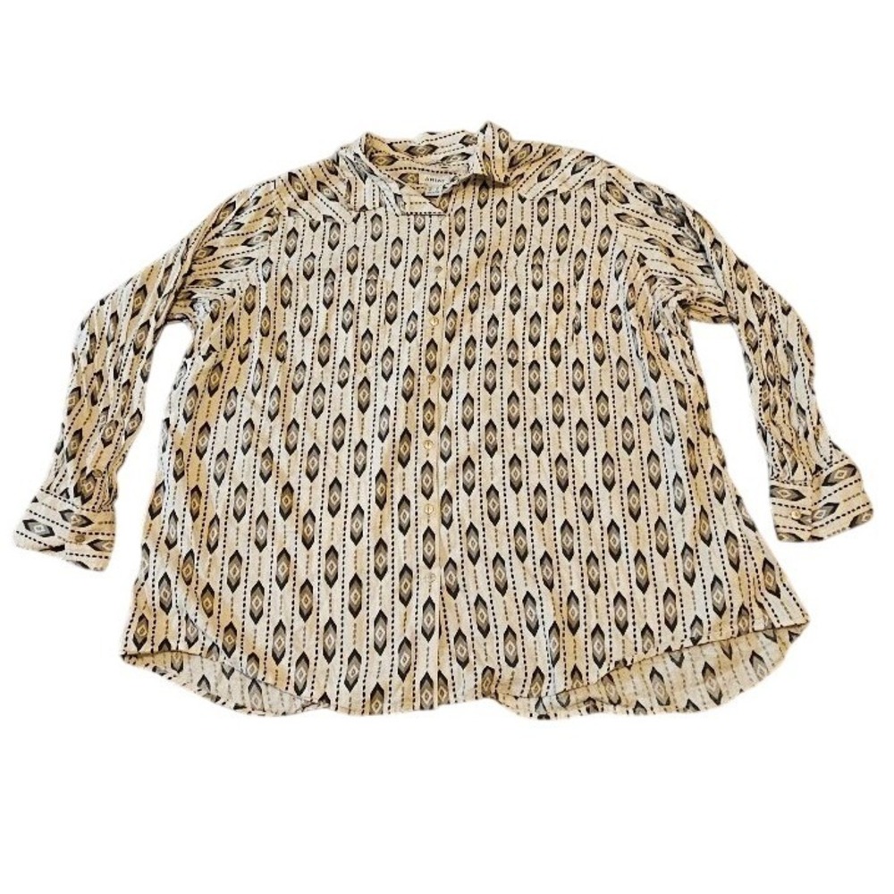 Ariat Womens 3X Relaxed Fit Southwestern Geometric Diamond Button Down Shirt